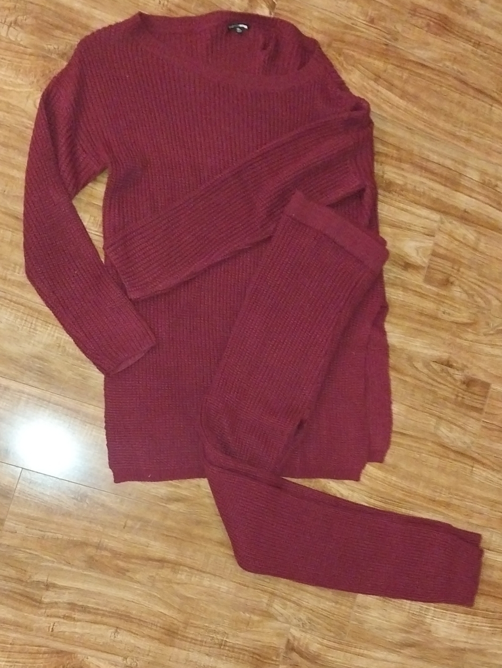 Fashion Nova Ribbed Two-Piece Set in Burgundy